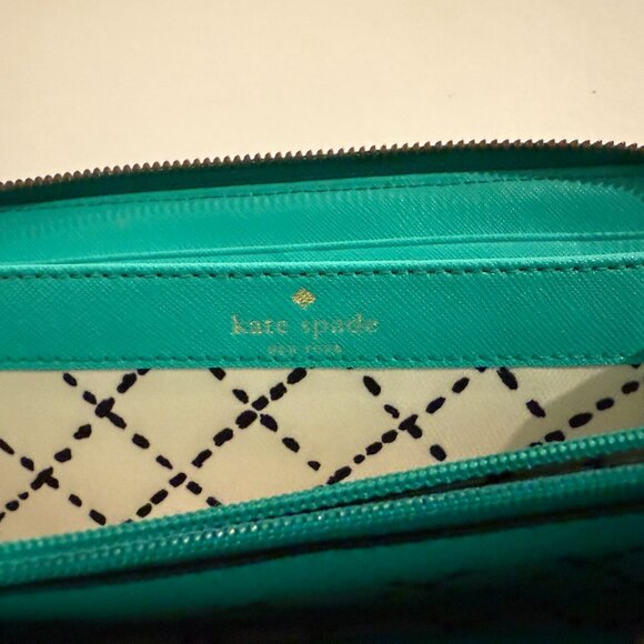 Kate Spade New York Zip Around Continental Wallet Green/Turquoise - Picture 6 of 10